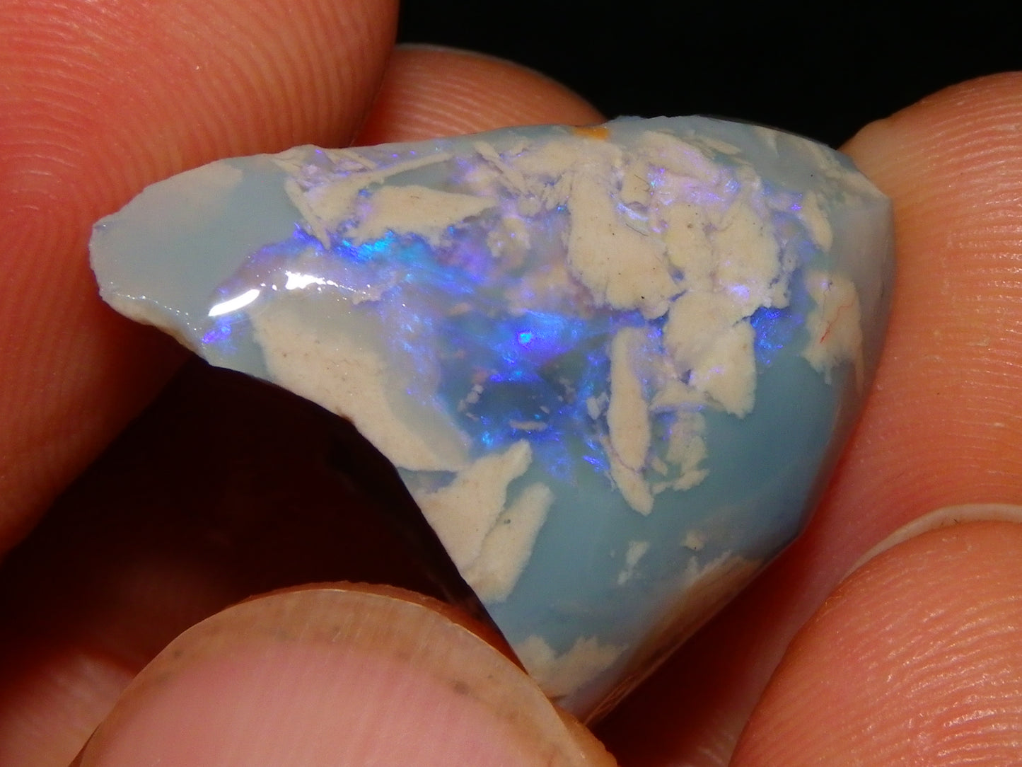 Nice Rough, 1 Rubbed Opals Lightning Ridge 86.5cts Australia Seam Blue/Greens