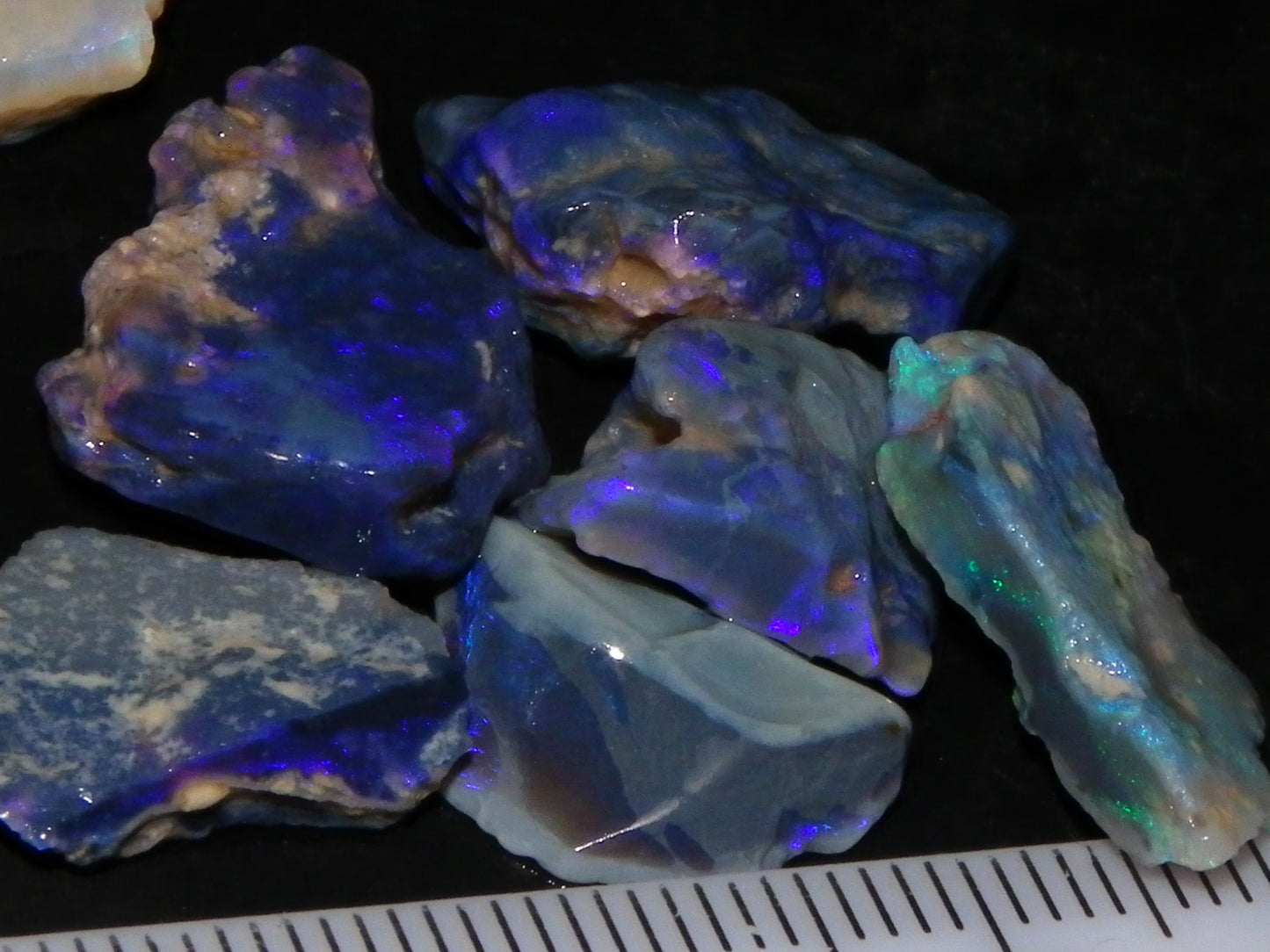 Nice Rough, 1 Rubbed Opals Lightning Ridge 86.5cts Australia Seam Blue/Greens