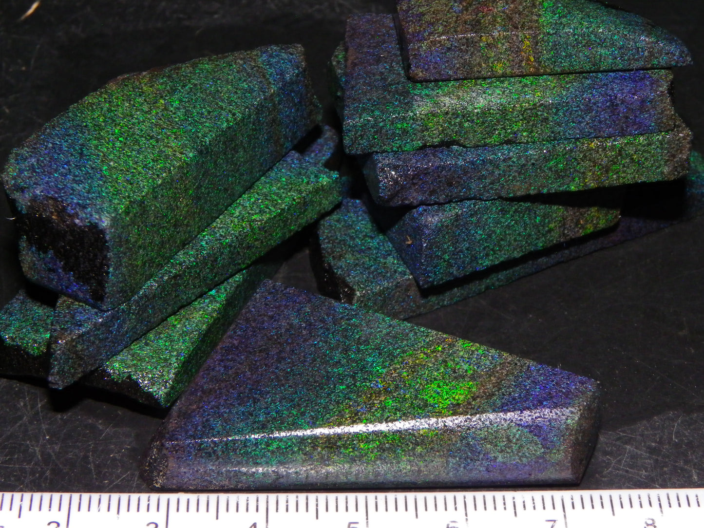 Nice Rough/Sliced/Treated Andamooka Matrix Opal Parcel 383cts Blue/Green Mist/Pinfires matching material