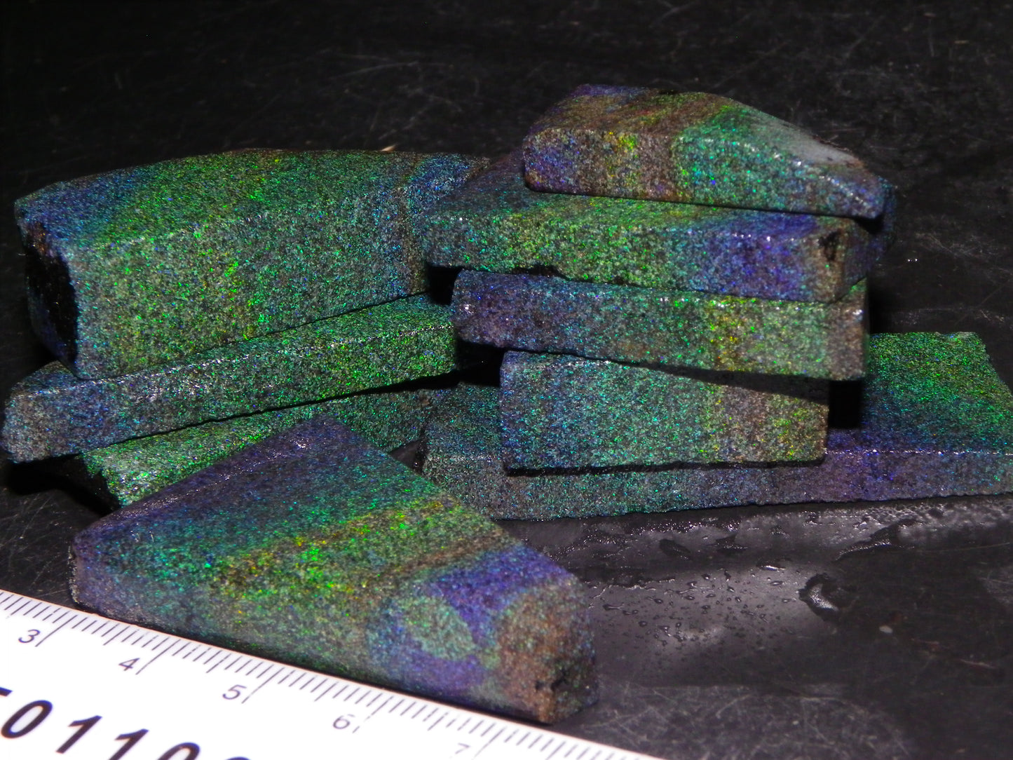 Nice Rough/Sliced/Treated Andamooka Matrix Opal Parcel 383cts Blue/Green Mist/Pinfires matching material