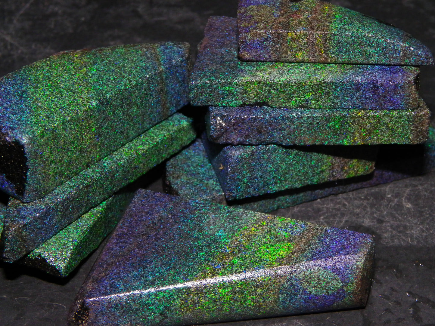 Nice Rough/Sliced/Treated Andamooka Matrix Opal Parcel 383cts Blue/Green Mist/Pinfires matching material