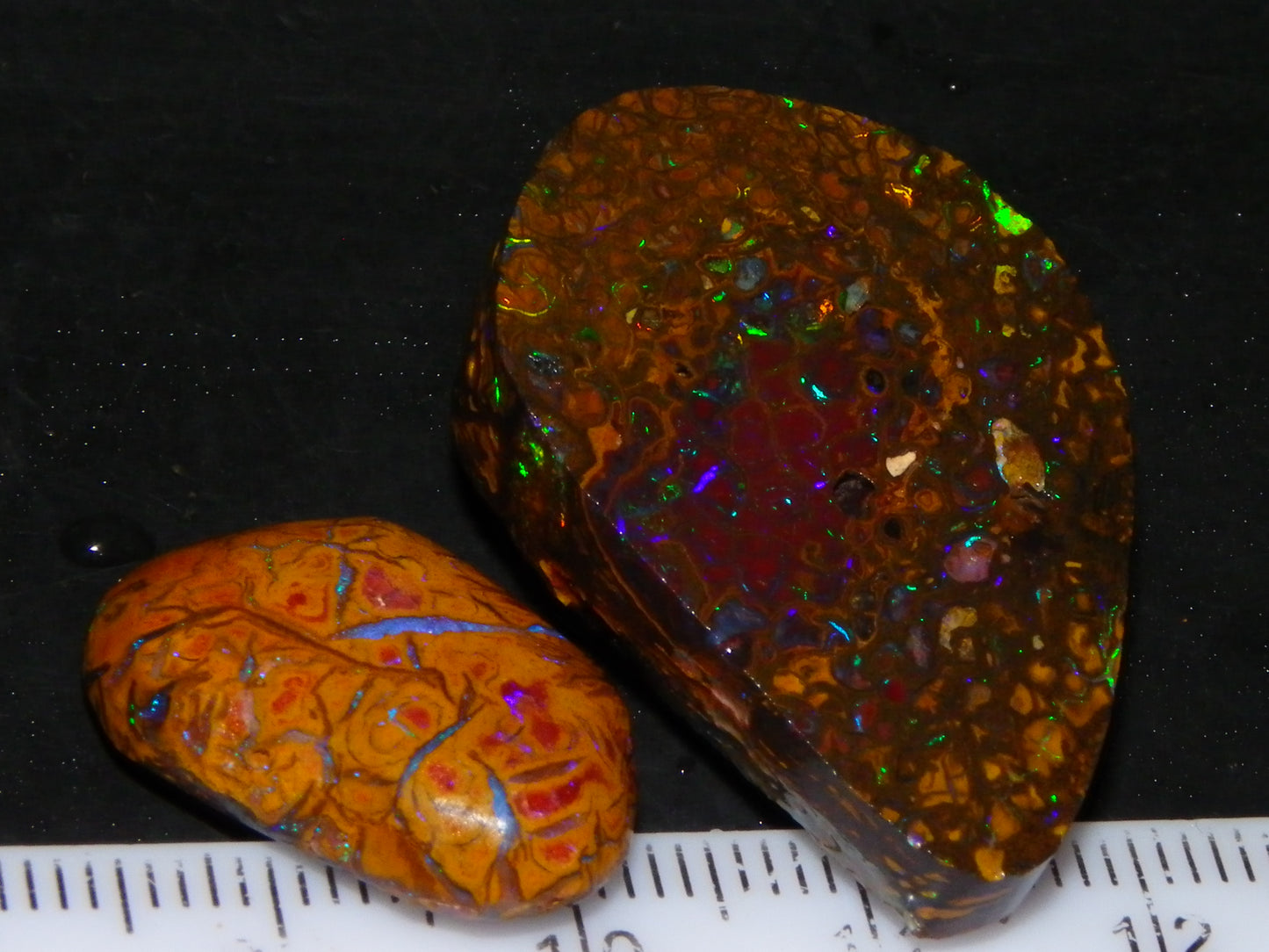 Nice Rubs/Rubbed Preform Koroit Opals x2  Qld Au 65.3cts Patterns/Fires Australia