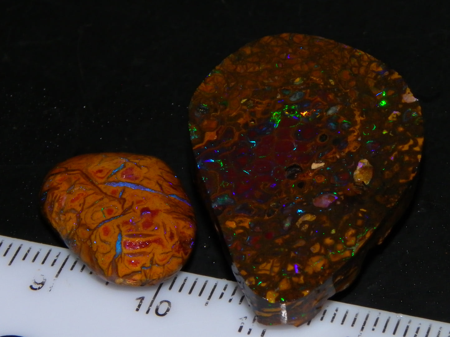 Nice Rubs/Rubbed Preform Koroit Opals x2  Qld Au 65.3cts Patterns/Fires Australia