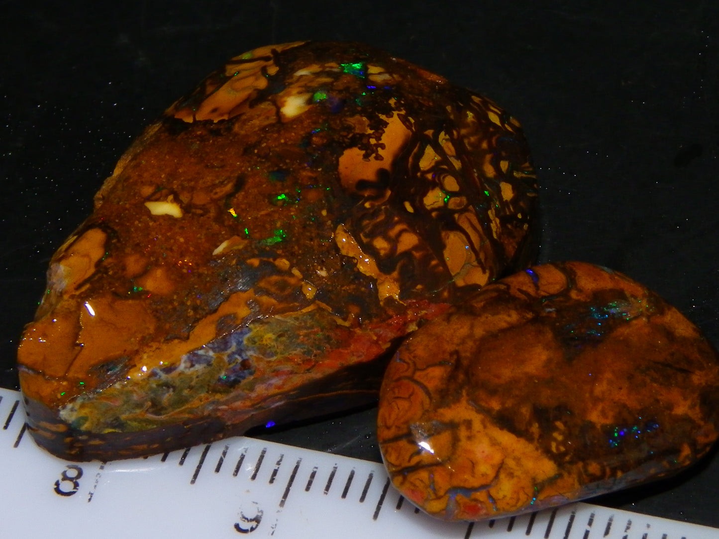 Nice Rubs/Rubbed Preform Koroit Opals x2  Qld Au 65.3cts Patterns/Fires Australia