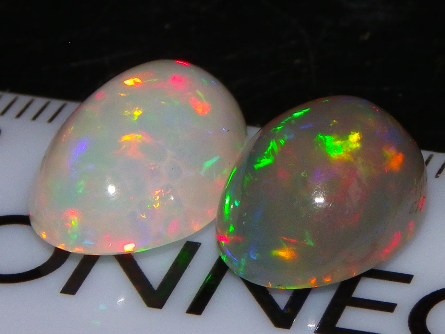 2 Nice Quality Cut/Polished Welo Crystal Opal Cabs 10.31cts Multicolours Fires  :)