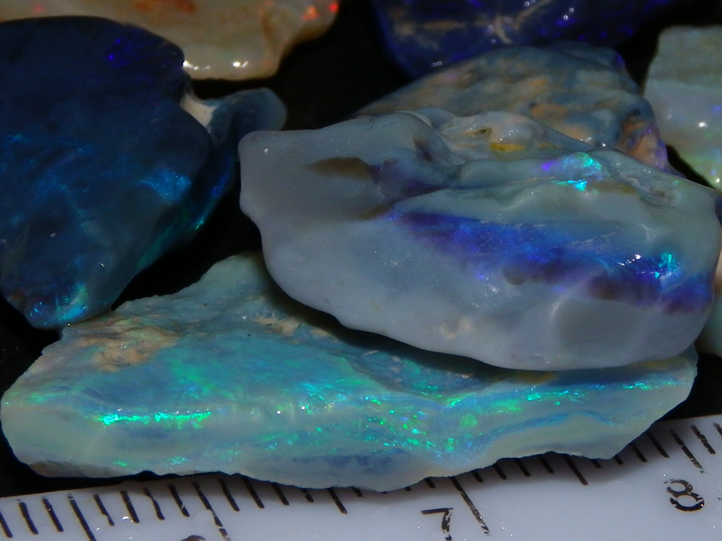 Nice Rough Lightning Ridge Seam Opal Parcel 112cts Crystal/Black Base Blue/Greens Australia