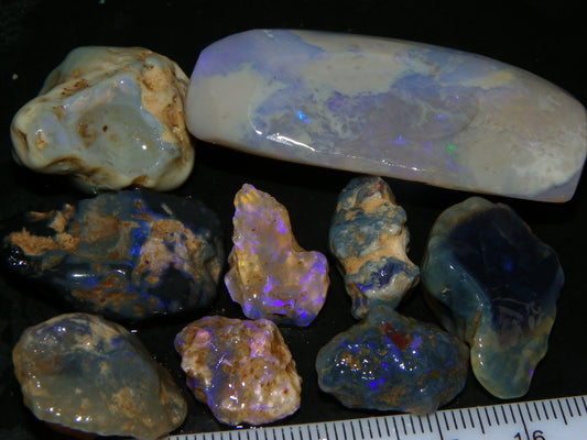 Nice Rough/Rubbed Lightning Ridge Opal Parcel 254.6cts Nobby/Crystal 1 Rub :)