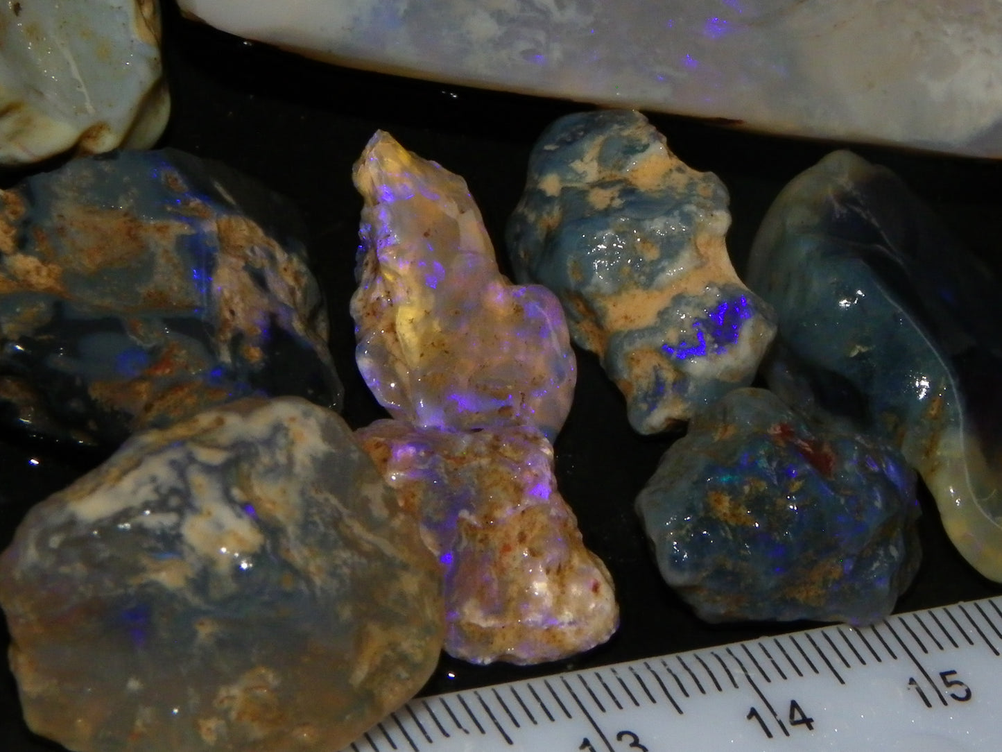 Nice Rough/Rubbed Lightning Ridge Opal Parcel 254.6cts Nobby/Crystal 1 Rub :)