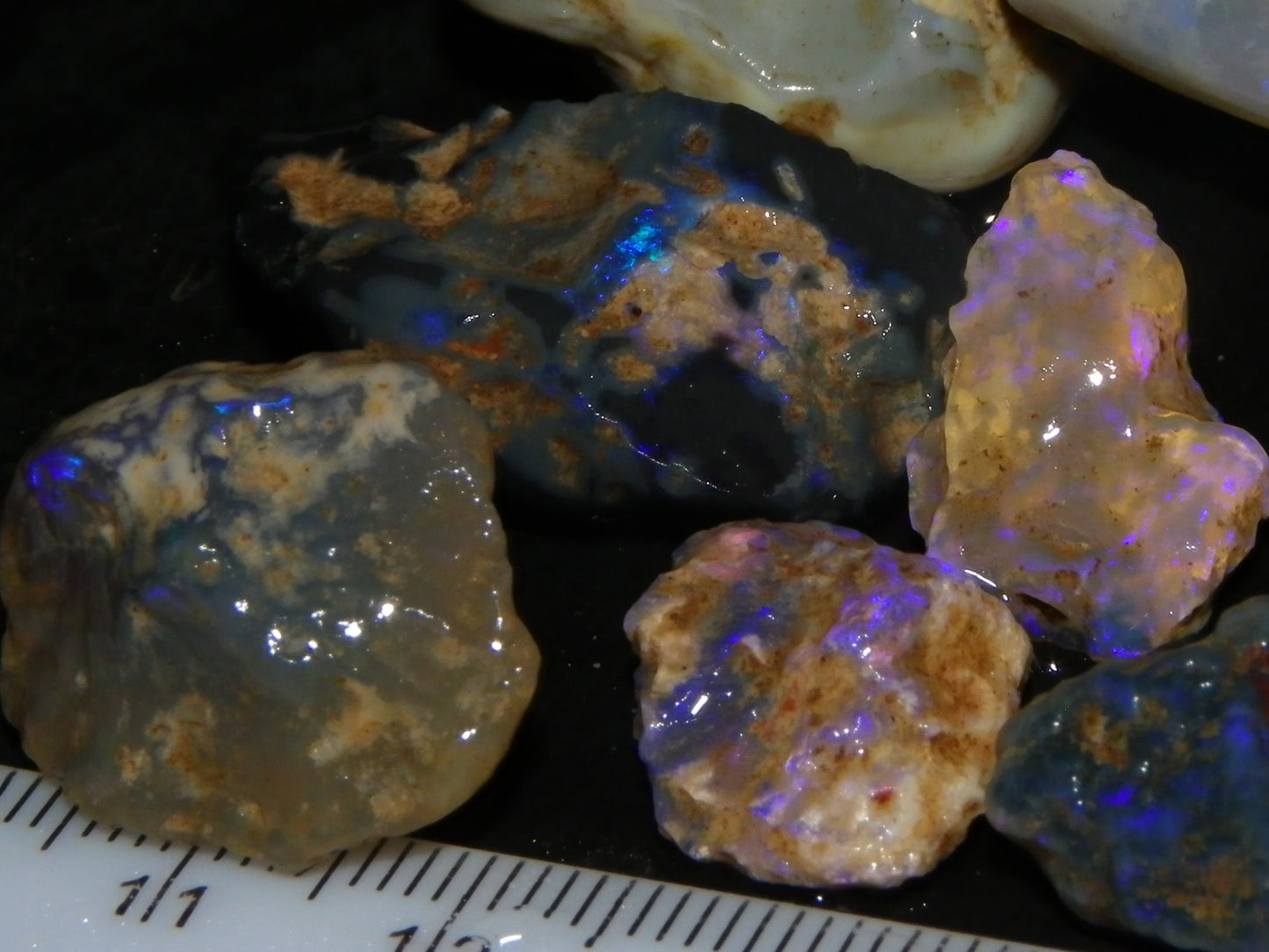 Nice Rough/Rubbed Lightning Ridge Opal Parcel 254.6cts Nobby/Crystal 1 Rub :)