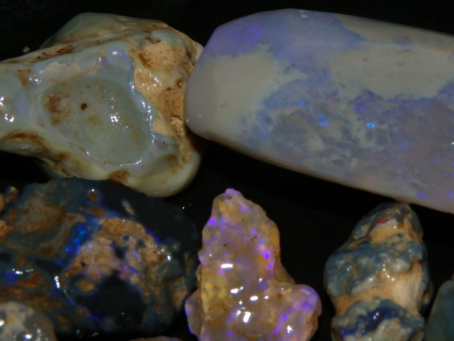 Nice Rough/Rubbed Lightning Ridge Opal Parcel 254.6cts Nobby/Crystal 1 Rub :)