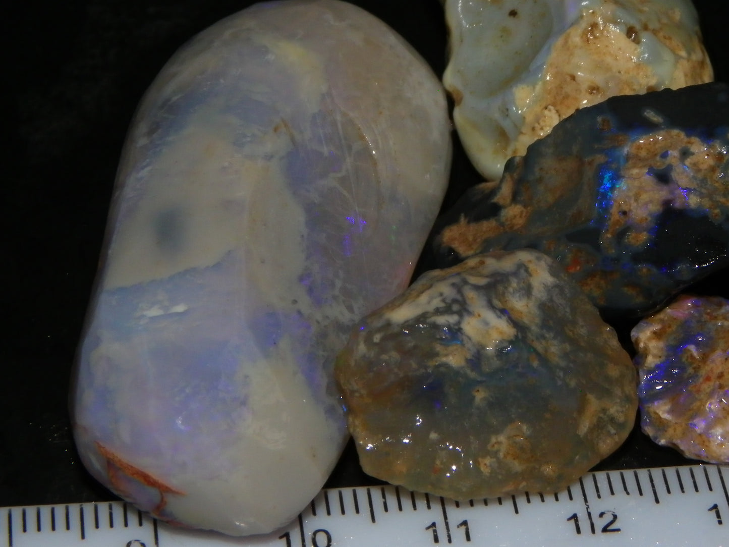 Nice Rough/Rubbed Lightning Ridge Opal Parcel 254.6cts Nobby/Crystal 1 Rub :)