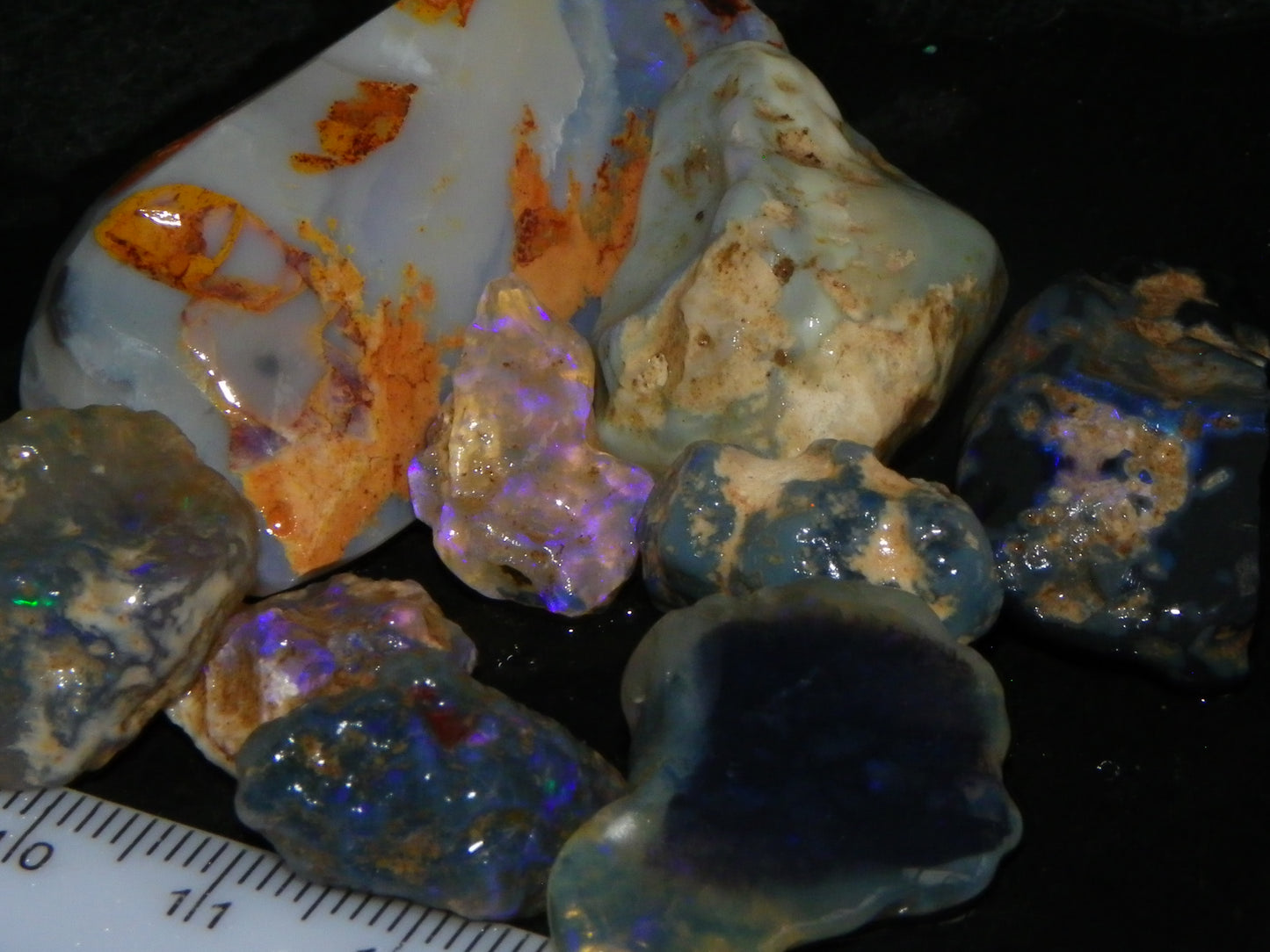 Nice Rough/Rubbed Lightning Ridge Opal Parcel 254.6cts Nobby/Crystal 1 Rub :)