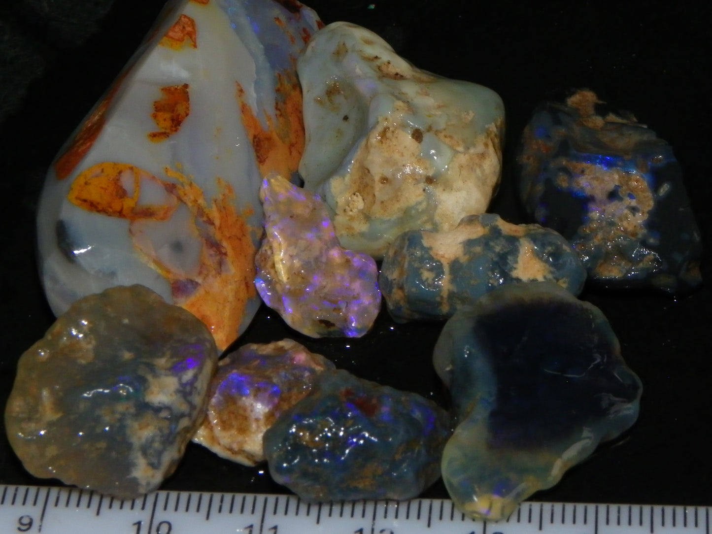 Nice Rough/Rubbed Lightning Ridge Opal Parcel 254.6cts Nobby/Crystal 1 Rub :)