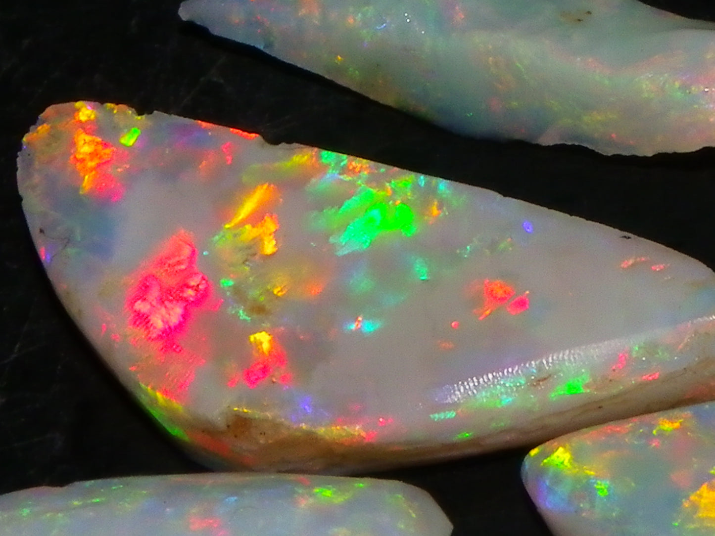 Nice Rubbed Lightning Ridge Opal Parcel 23.1cts Bright Fires/Crysta/Light Base Multicolours