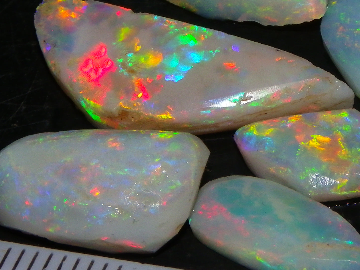 Nice Rubbed Lightning Ridge Opal Parcel 23.1cts Bright Fires/Crysta/Light Base Multicolours