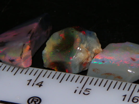 Nice Dark/Black Opal Rough/Rubs 13.7cts Lightning Ridge Australia Pinks/Reds :)