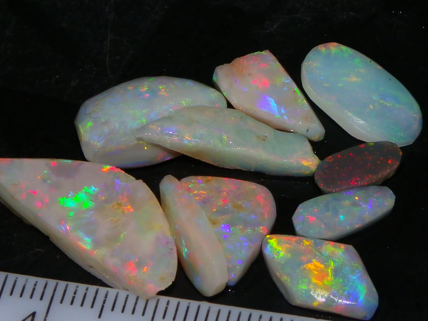 Nice Rubbed Lightning Ridge Opal Parcel 23.1cts Bright Fires/Crysta/Light Base Multicolours