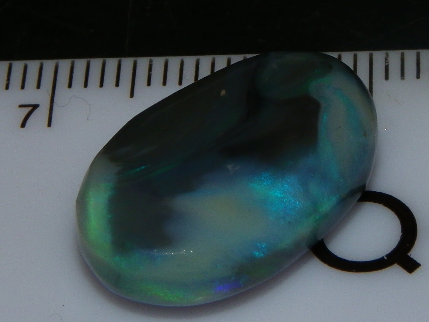 Nice Dark Base Lightning Ridge Opal Rub/Preform 13.3cts Green Fires Australia :)