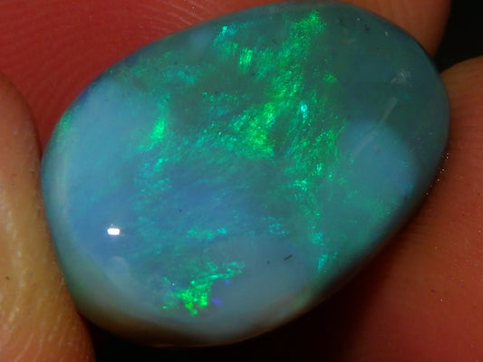 Nice Dark Base Lightning Ridge Opal Rub/Preform 13.3cts Green Fires Australia :)