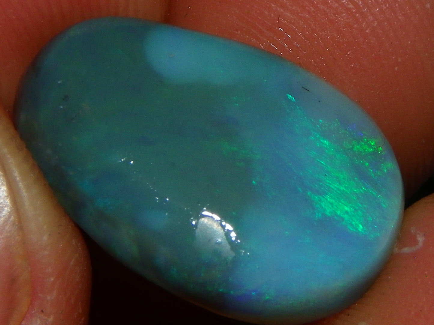 Nice Dark Base Lightning Ridge Opal Rub/Preform 13.3cts Green Fires Australia :)