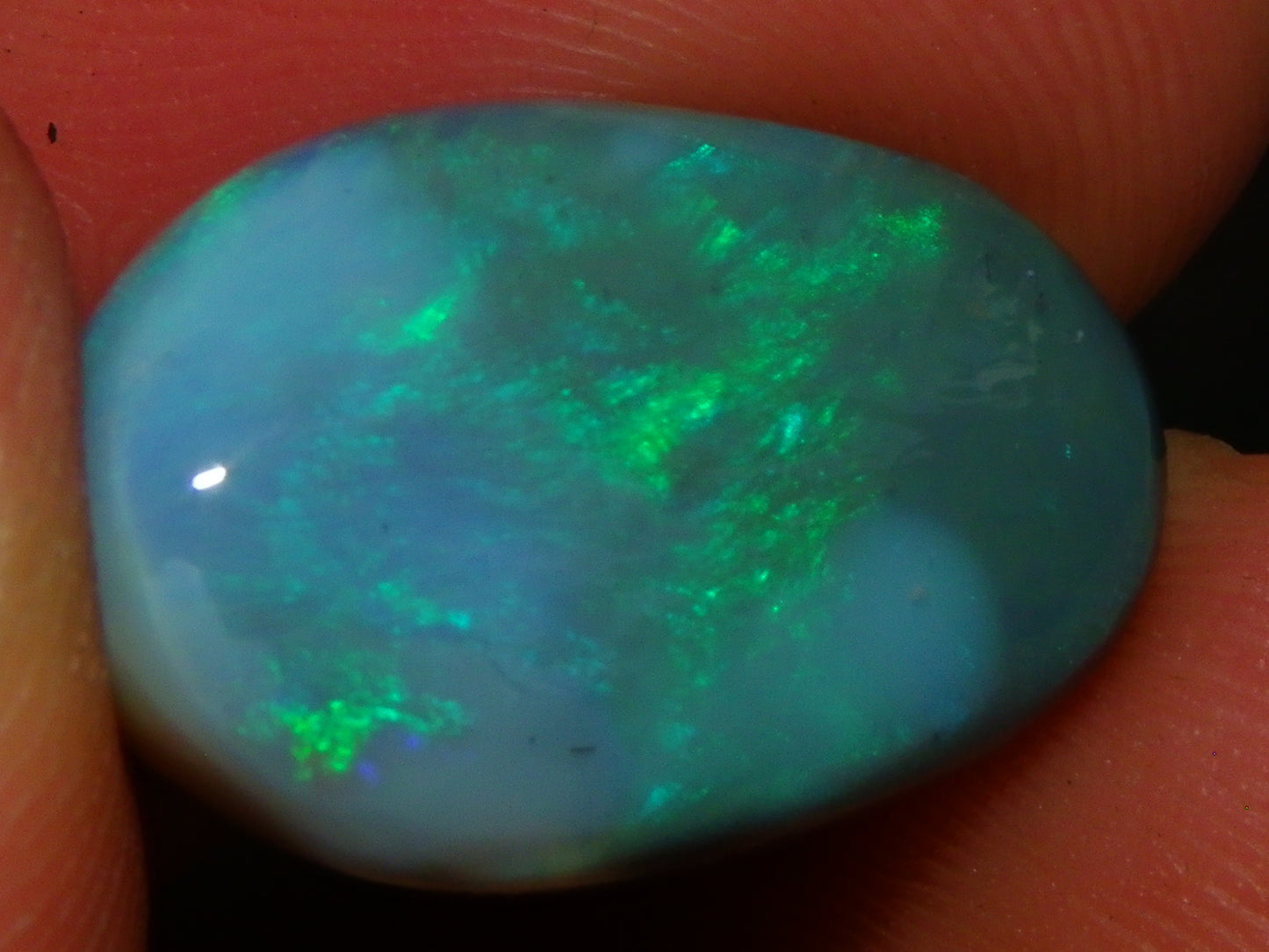 Nice Dark Base Lightning Ridge Opal Rub/Preform 13.3cts Green Fires Australia :)