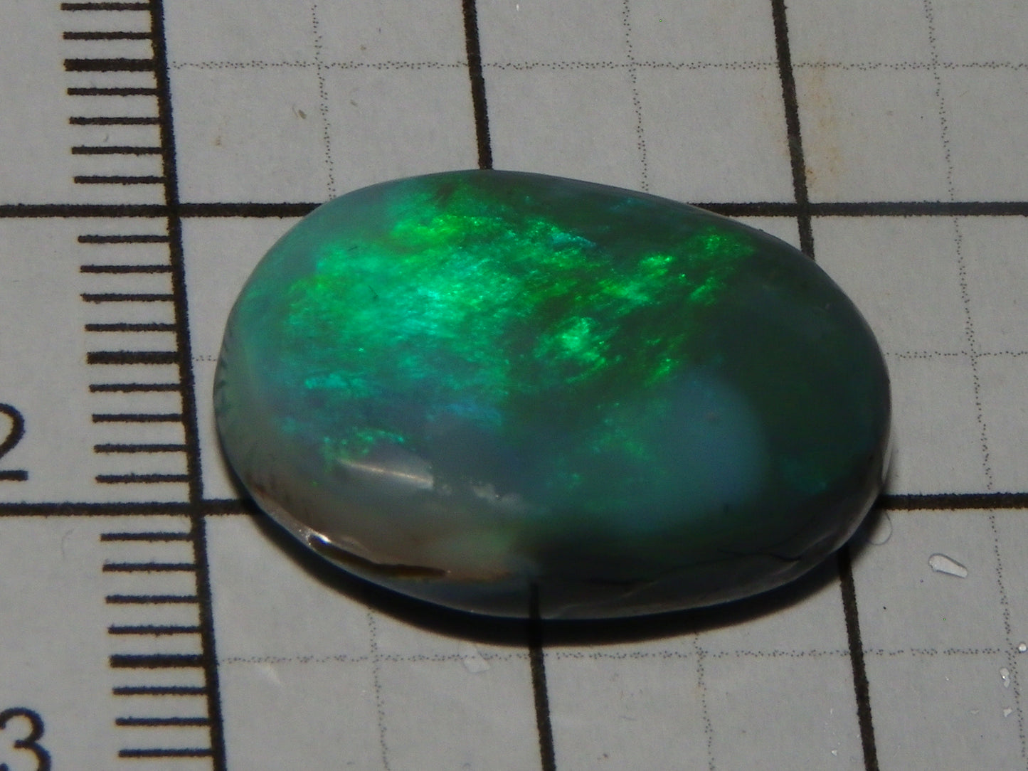 Nice Dark Base Lightning Ridge Opal Rub/Preform 13.3cts Green Fires Australia :)