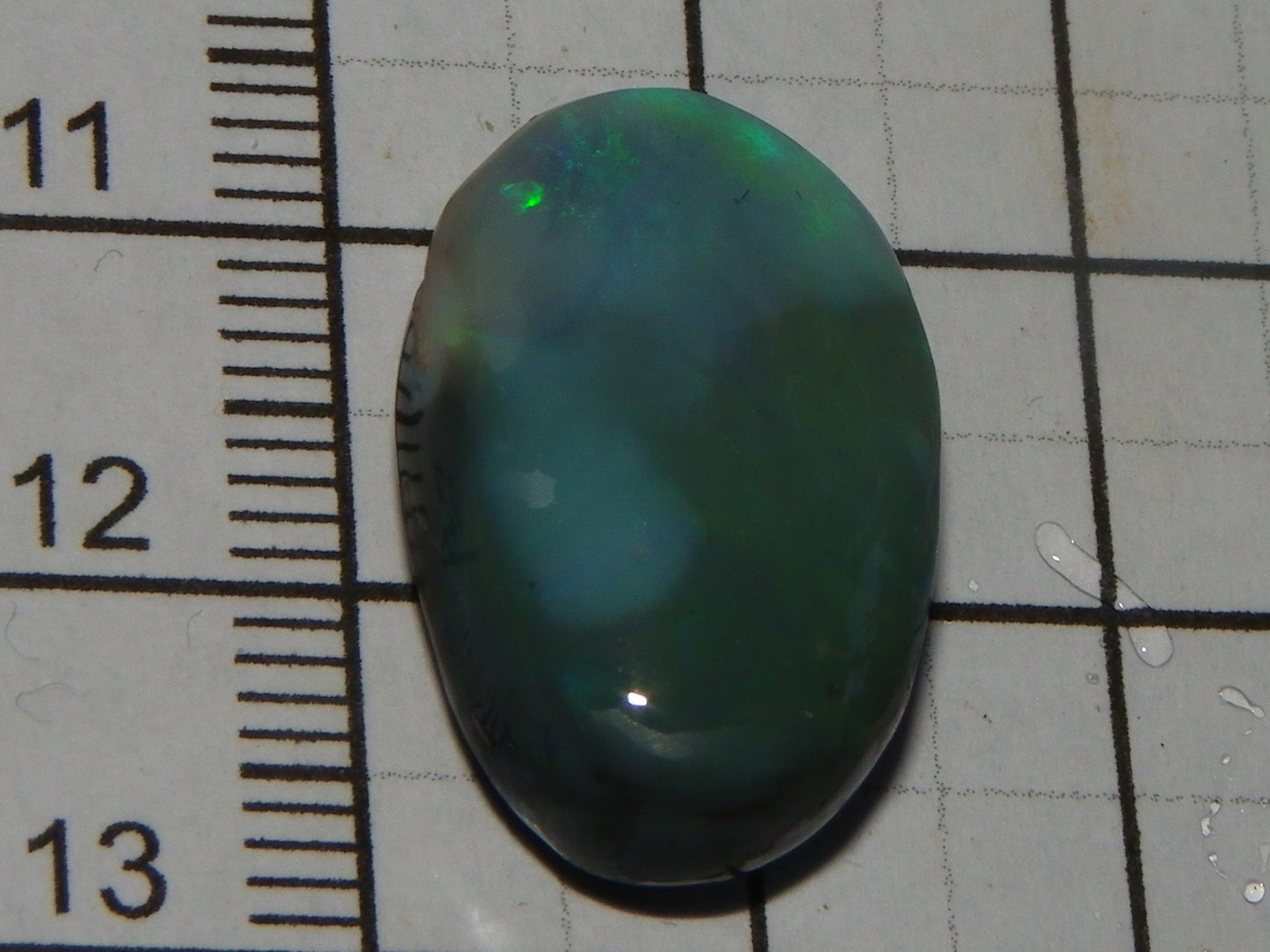 Nice Dark Base Lightning Ridge Opal Rub/Preform 13.3cts Green Fires Australia :)