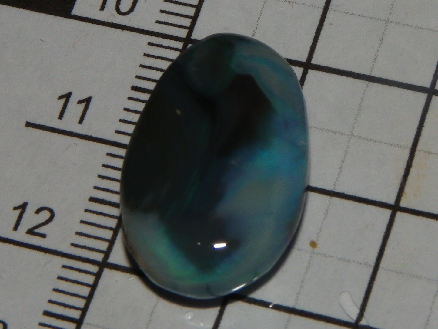 Nice Dark Base Lightning Ridge Opal Rub/Preform 13.3cts Green Fires Australia :)