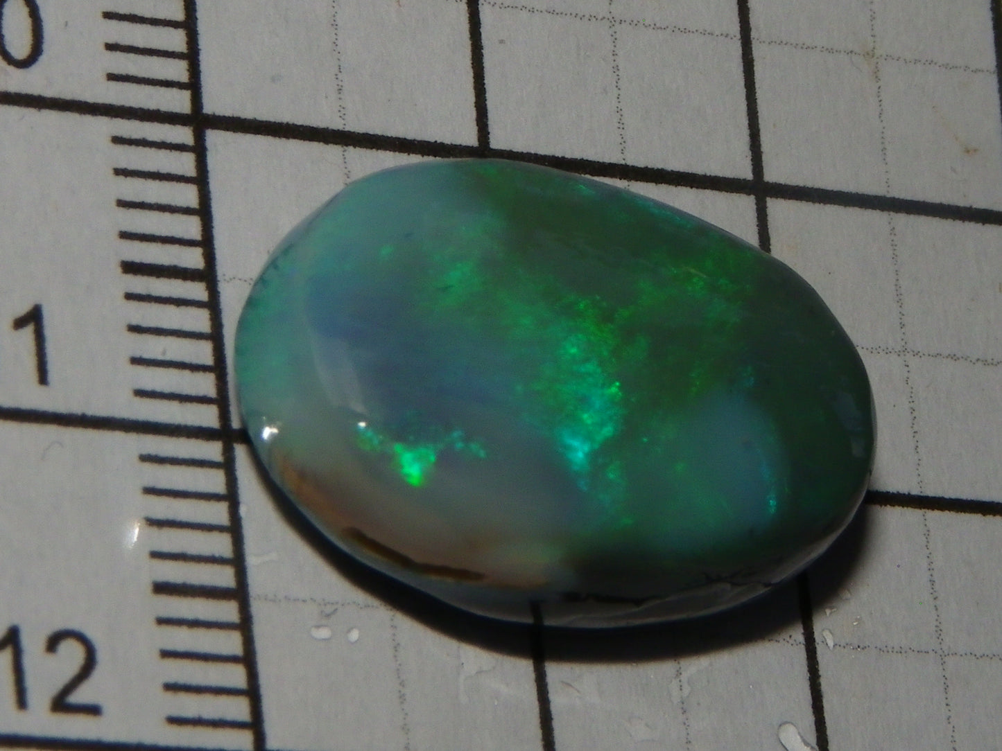 Nice Dark Base Lightning Ridge Opal Rub/Preform 13.3cts Green Fires Australia :)