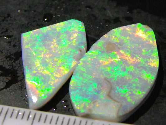 2 Super Bright Mintabie Seam Opal Rubs/Rough 11.12cts Australia Red/Orange/Green Fires