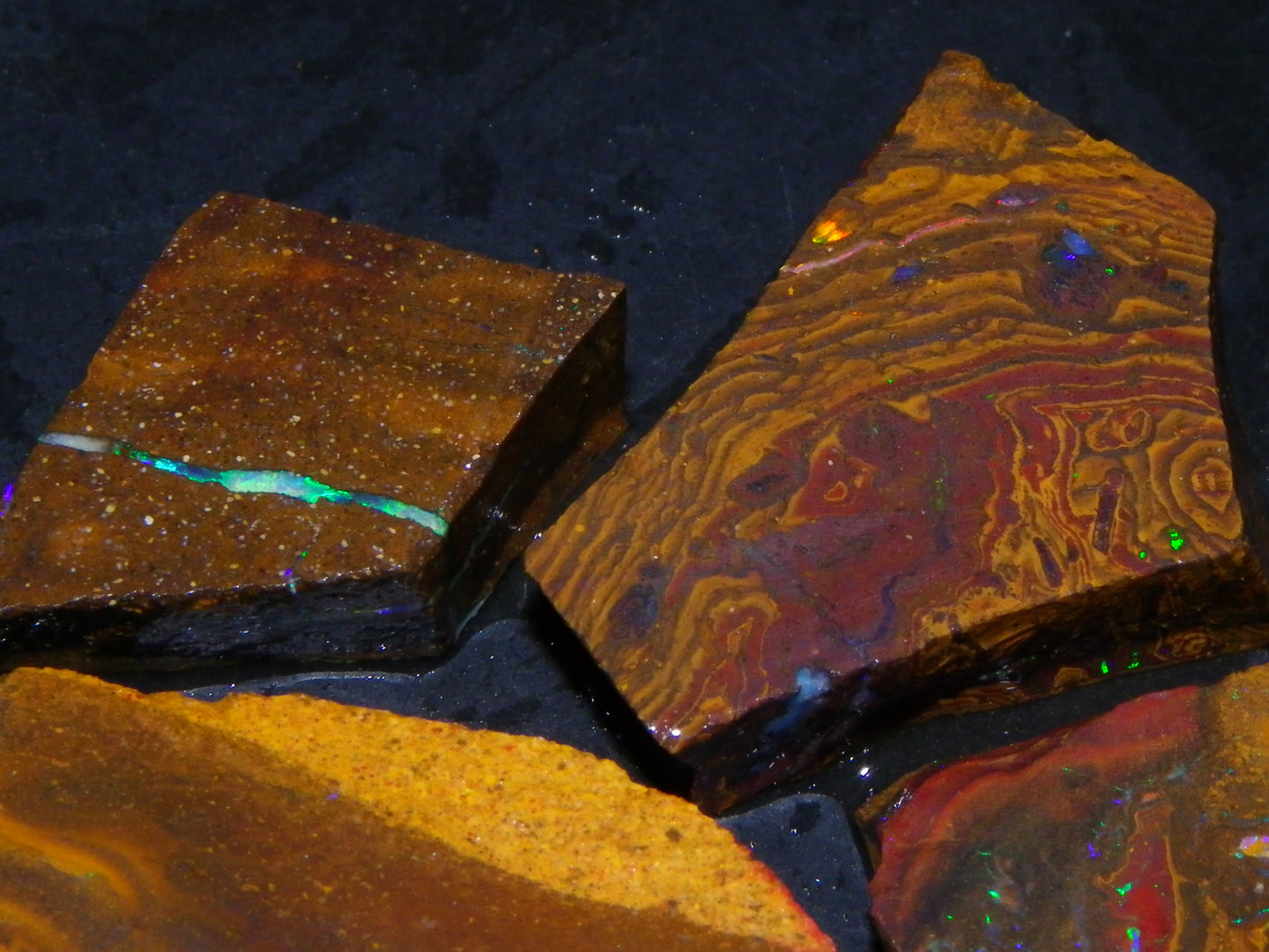 Nice Sliced Koroit/Boulder Opal Parcel 106cts Queensland Australia Greens/Patterns