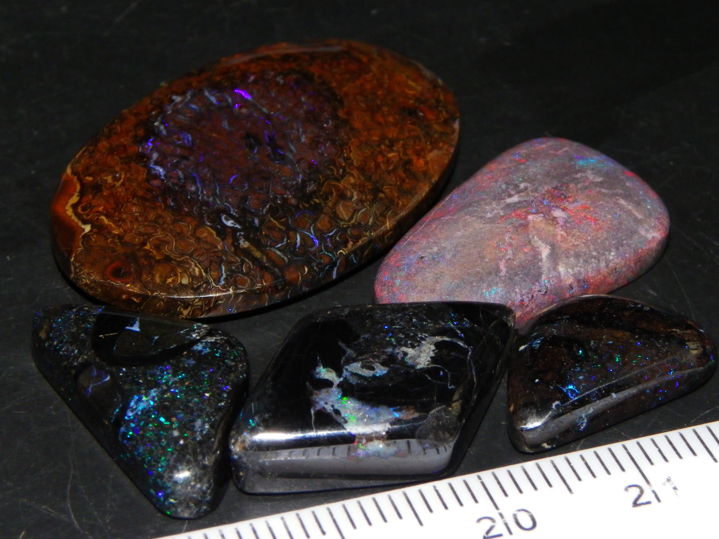 5 Nice Cut/Polished Opals 70.95cts Queensland/Australia Fires :)