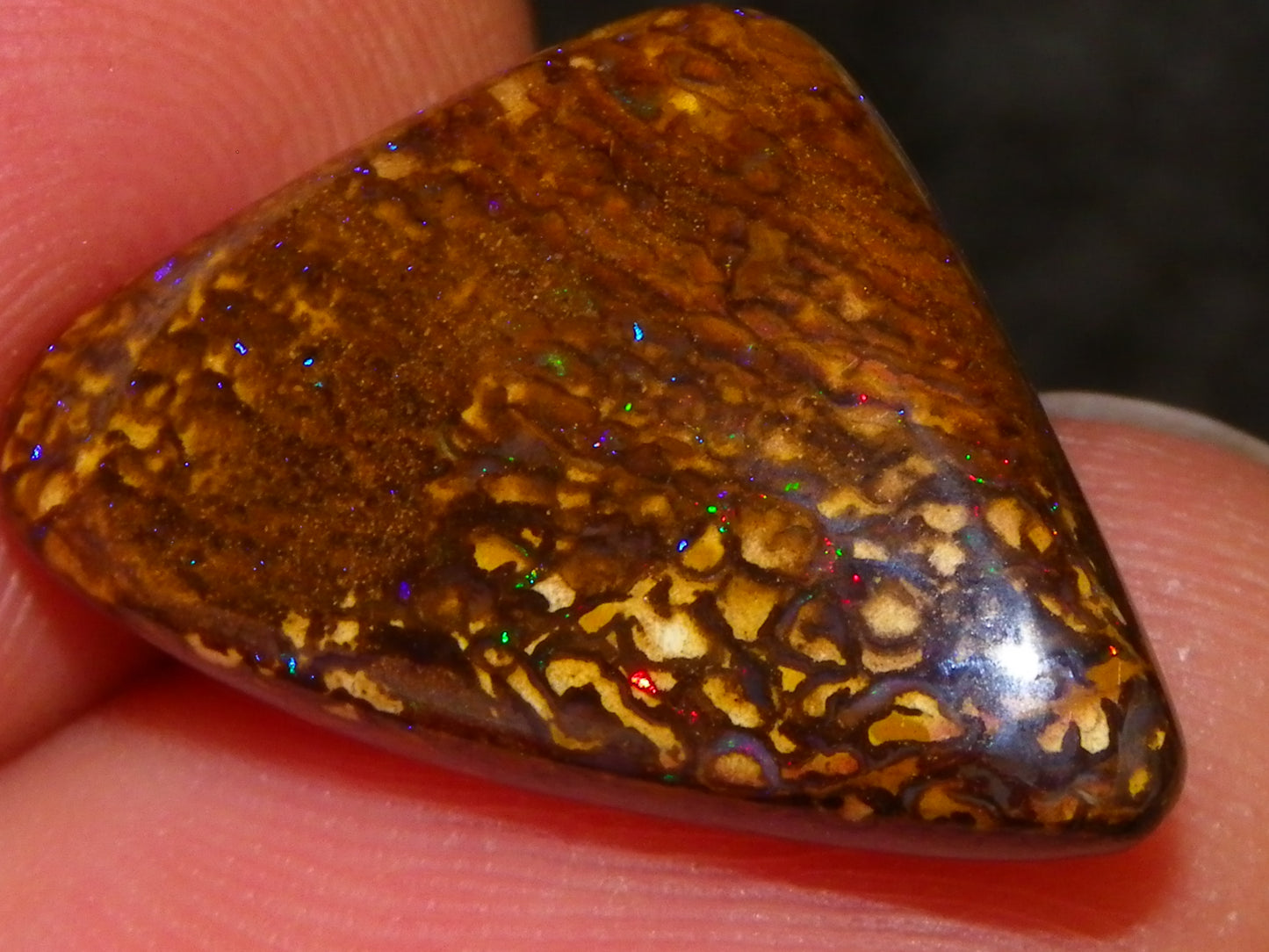 7 Nice Koroit Opal Cabs/Freeforms 96.9cts Green/Blues Patterns double sided Qld Au
