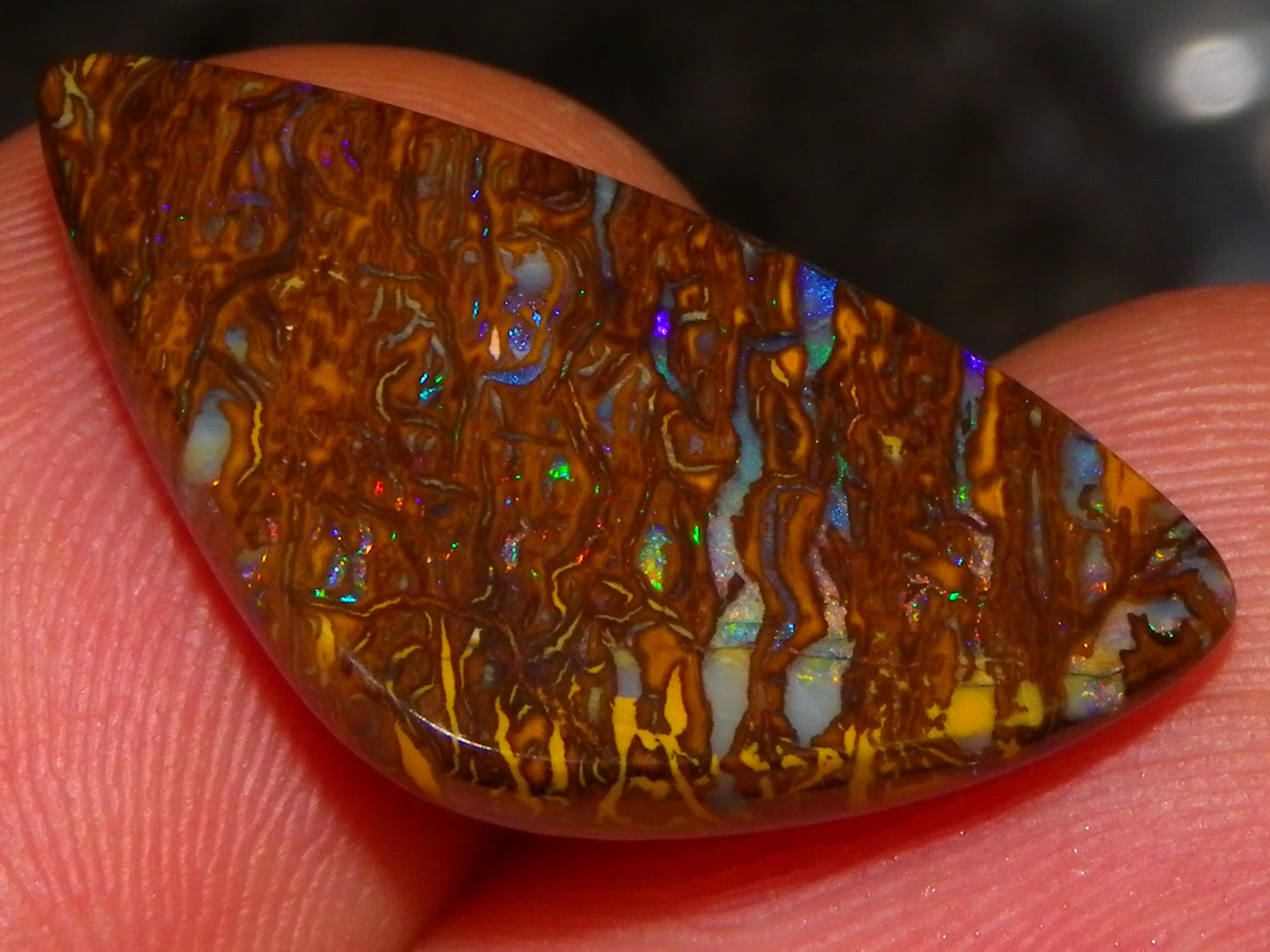 7 Nice Koroit Opal Cabs/Freeforms 96.9cts Green/Blues Patterns double sided Qld Au