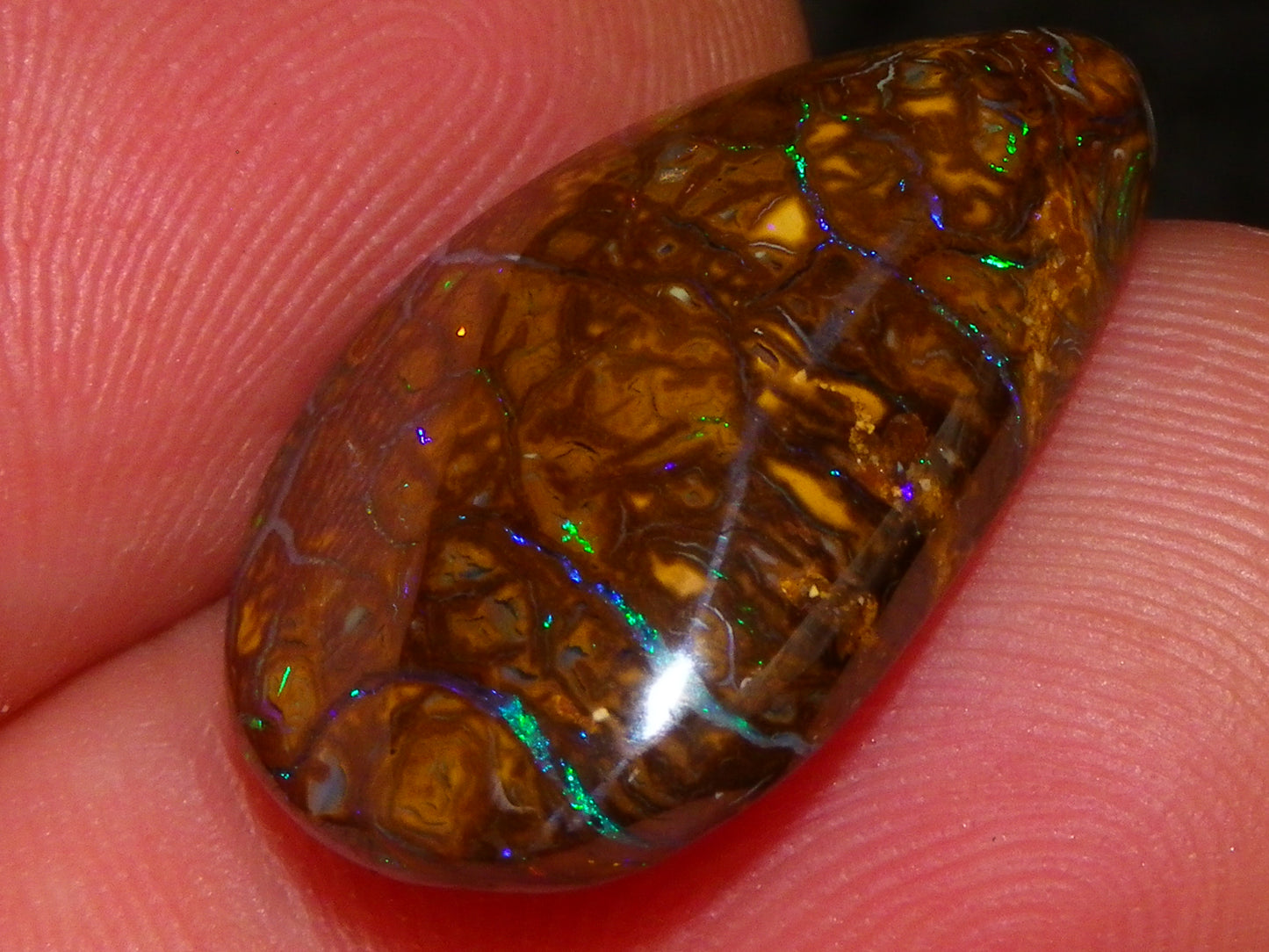 7 Nice Koroit Opal Cabs/Freeforms 96.9cts Green/Blues Patterns double sided Qld Au