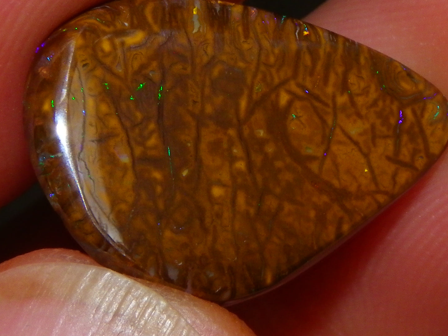 7 Nice Koroit Opal Cabs/Freeforms 96.9cts Green/Blues Patterns double sided Qld Au