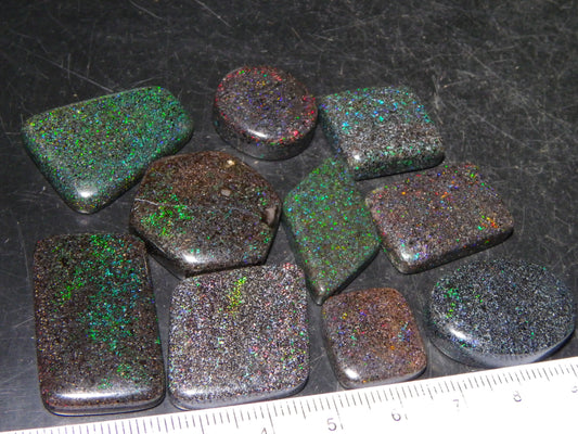 10 Cut/Polished Andamooka Matrix Opal Parcel 171cts Green/BLue/Red Fires Pendants