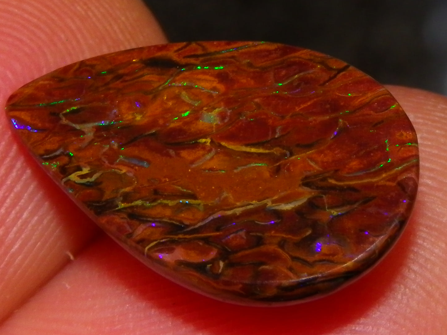 7 Nice Koroit Opal Cabs/Freeforms 96.9cts Green/Blues Patterns double sided Qld Au