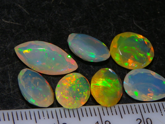 Nice Faceted Welo Crystal Opal Parcel 13.38cts Multicolours 7x stones Ethiopia