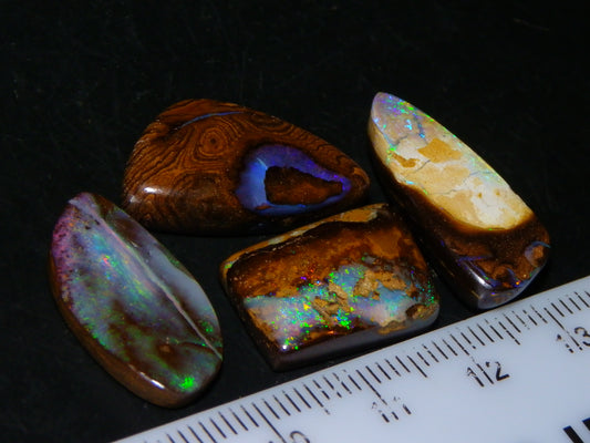 4 Nice Cut/Polished Boulder Opals 43cts Queensland Australia Some Fires Au