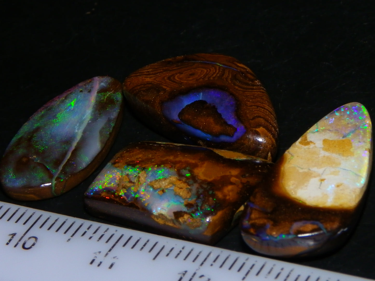 4 Nice Cut/Polished Boulder Opals 43cts Queensland Australia Some Fires Au