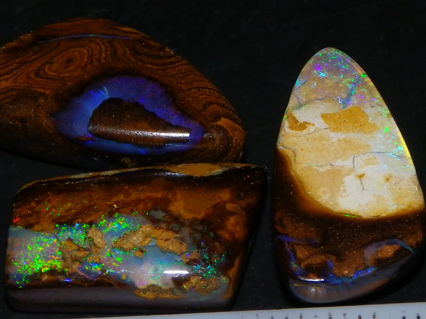 4 Nice Cut/Polished Boulder Opals 43cts Queensland Australia Some Fires Au