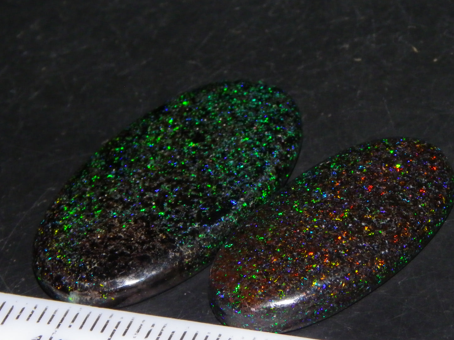 2 Nice Quality Andamooka Matrix Opal Oval Cabs 20.3cts Multicolour Fires Au