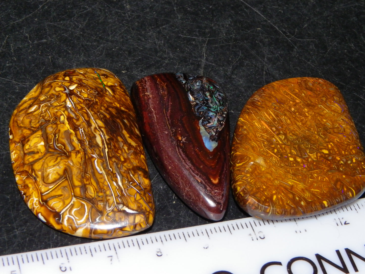 3 Nice Cut/Polished Koroit Opals 263cts Patterns/Some Fires Queensland Australia