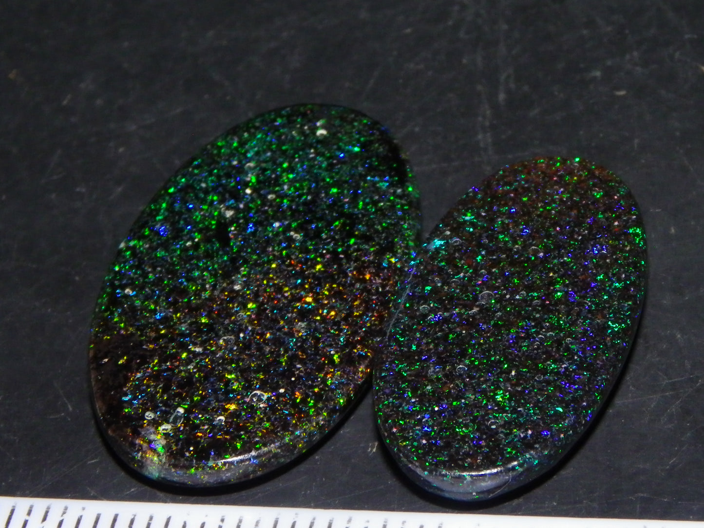 2 Nice Quality Andamooka Matrix Opal Oval Cabs 20.3cts Multicolour Fires Au