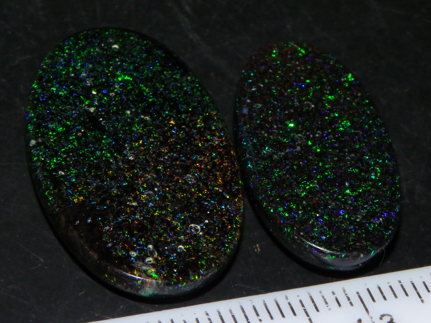 2 Nice Quality Andamooka Matrix Opal Oval Cabs 20.3cts Multicolour Fires Au