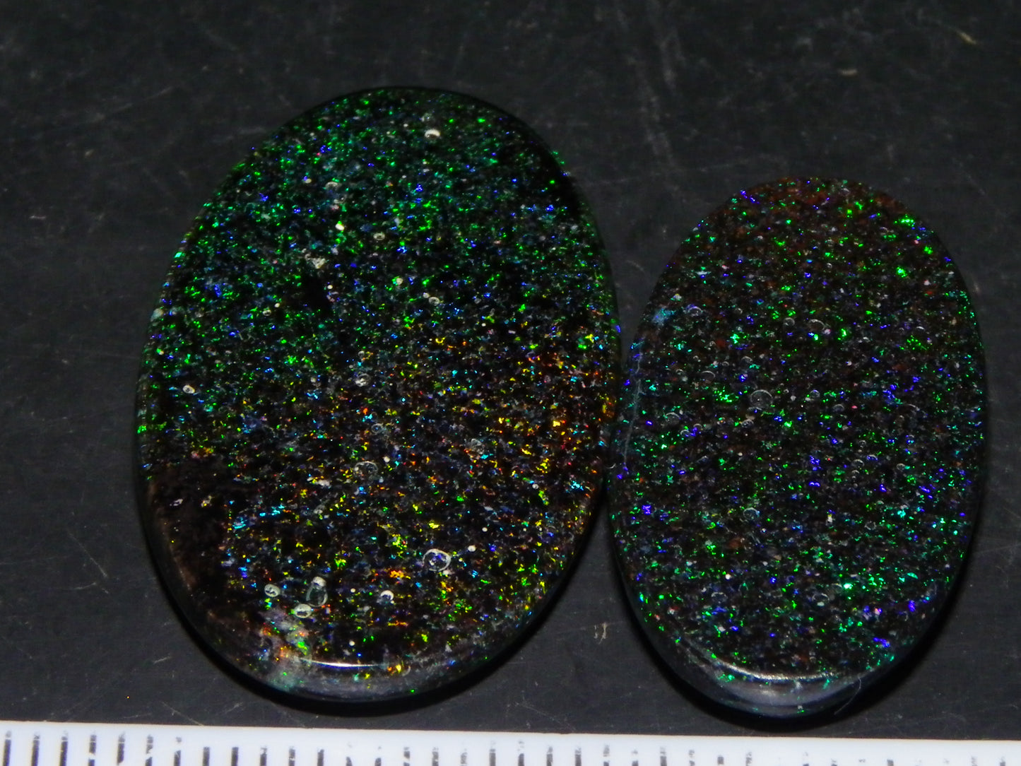 2 Nice Quality Andamooka Matrix Opal Oval Cabs 20.3cts Multicolour Fires Au