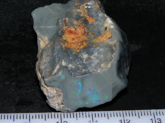 Nice Large Rough Opal Specimen 131cts Lightning Ridge Green/Blues in Grey Base