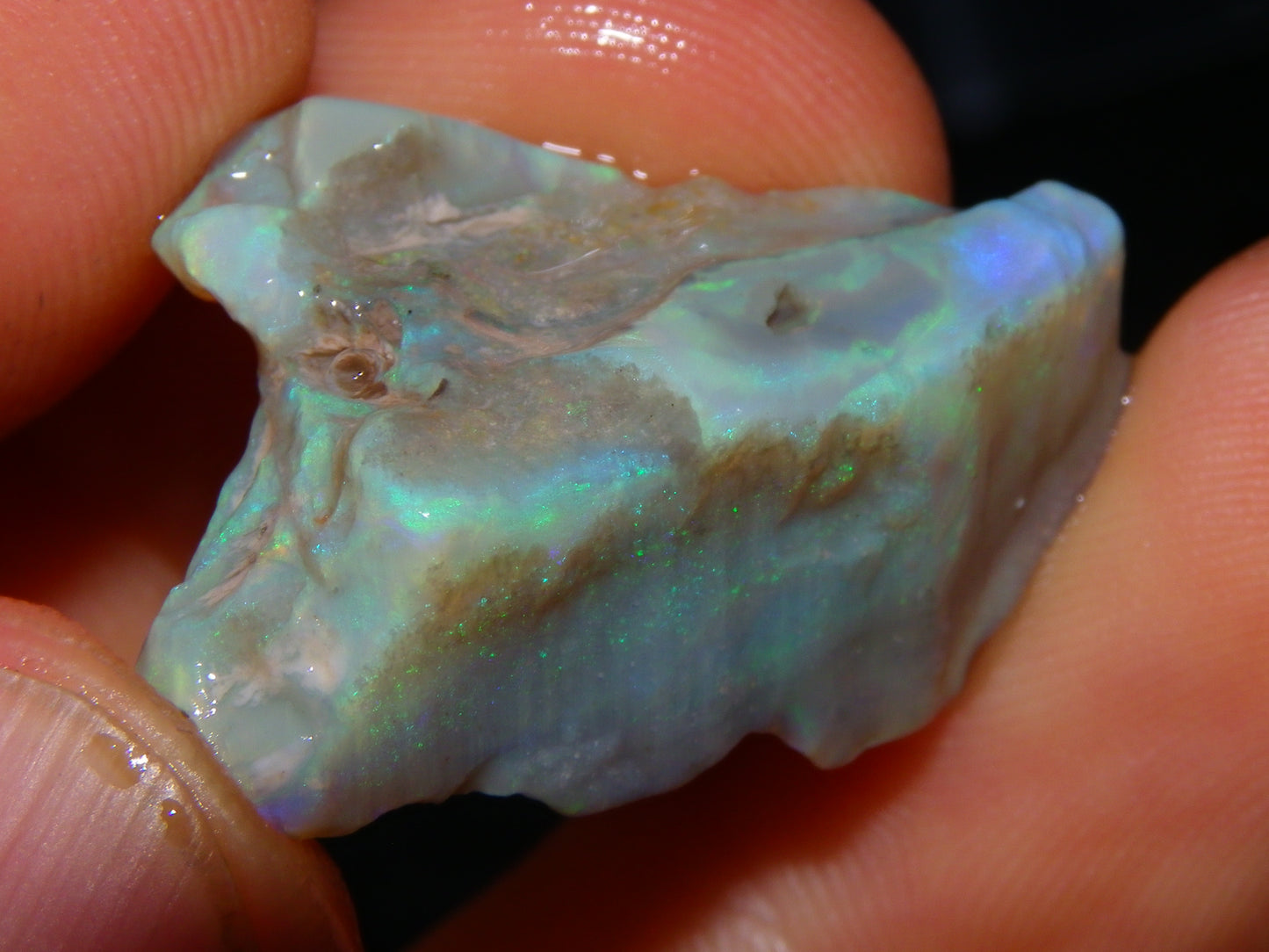 3 Nice Rough Lightning Ridge Opals 55cts Green/Blue Crystal/Grey Base Fires Au