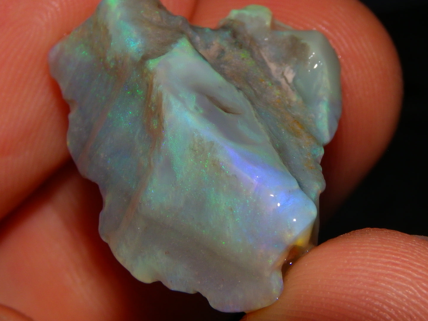 3 Nice Rough Lightning Ridge Opals 55cts Green/Blue Crystal/Grey Base Fires Au